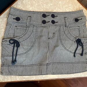 Y2K Striped Mini Skirt with Button Details